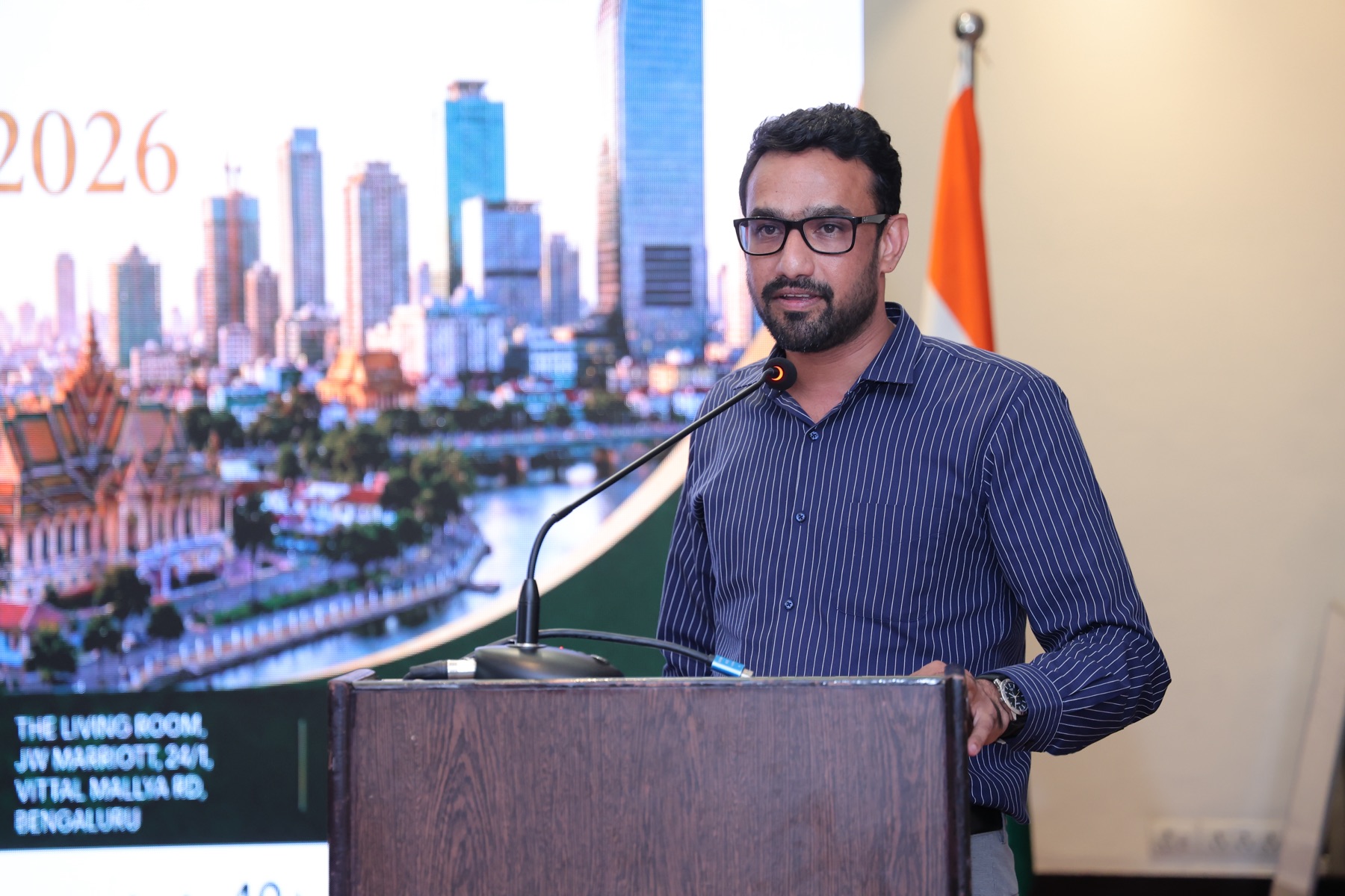 A delegate speaking at the forum podium